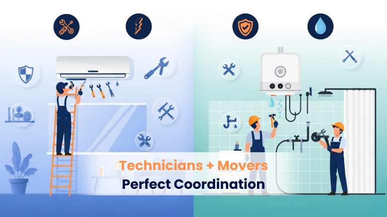 AC and geyser uninstallation technician vs movers