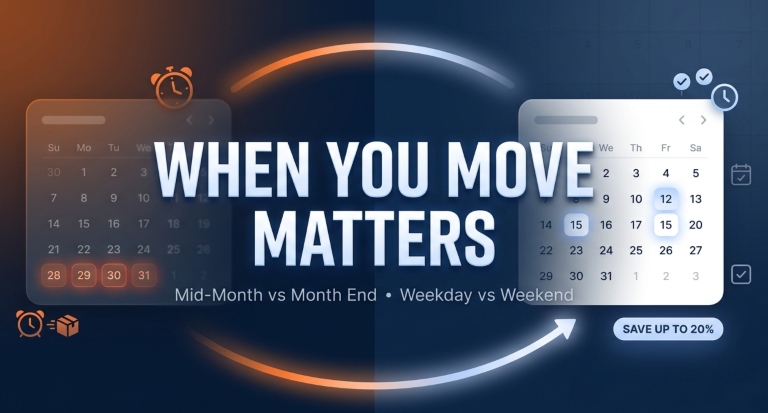Best time to move mid-month vs month-end dates and weekday vs weekend comparison