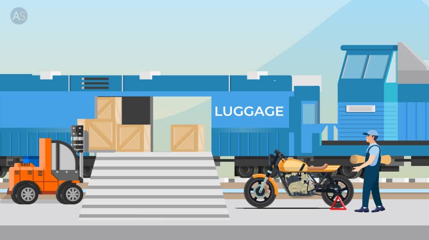 Illustration Showing Mover Packing Bike Near a Train