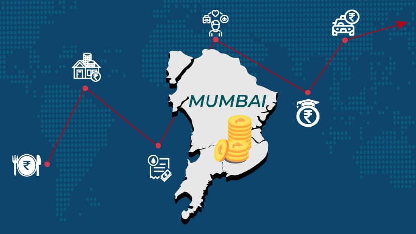 Map & Elements Illustration of Cost of Living in Mumbai