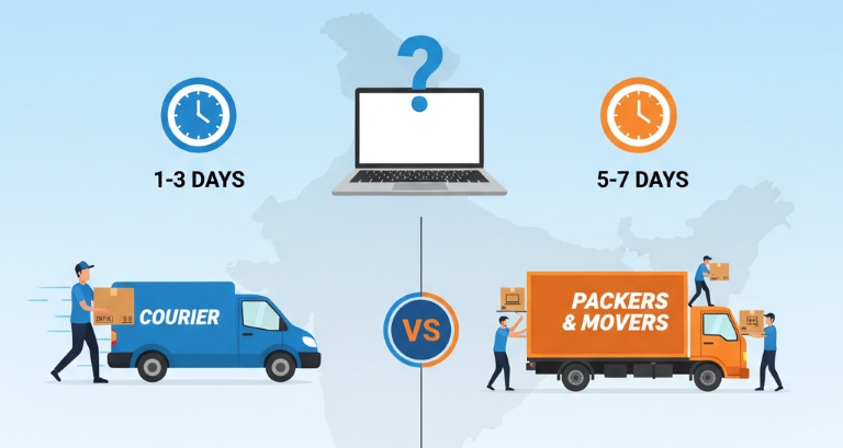 Couriering laptops vs packing inside household shipment