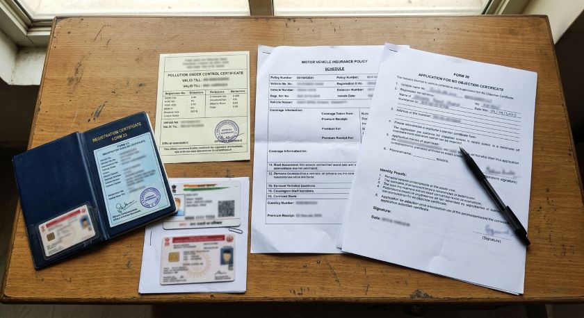 RC book, insurance papers and RTO NOC documents required for bike shifting in India