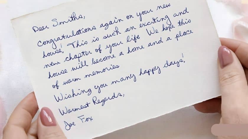 handwritten notes for new house wishes