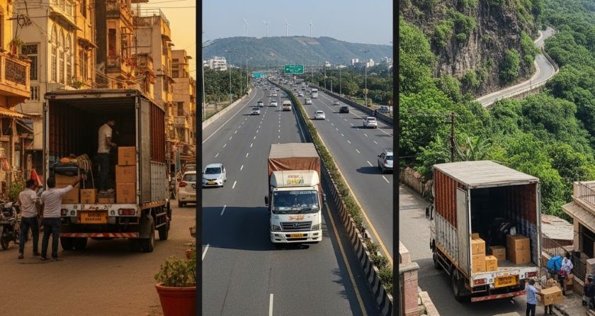 Typical 3-day moving timeline from Hyderabad to Mumbai with Ghat road navigation