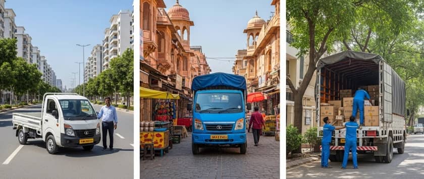 Comparison of app trucks, Transport Nagar operators, and movers' trucks in Jaipur