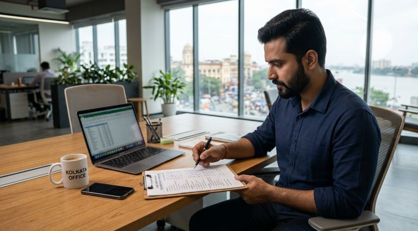 AssureShift reviewer going through a 25-point checklist to verify a Kolkata packing and moving company