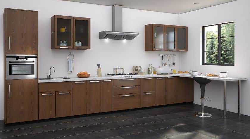 modern straight kitchen layout ideas Image
