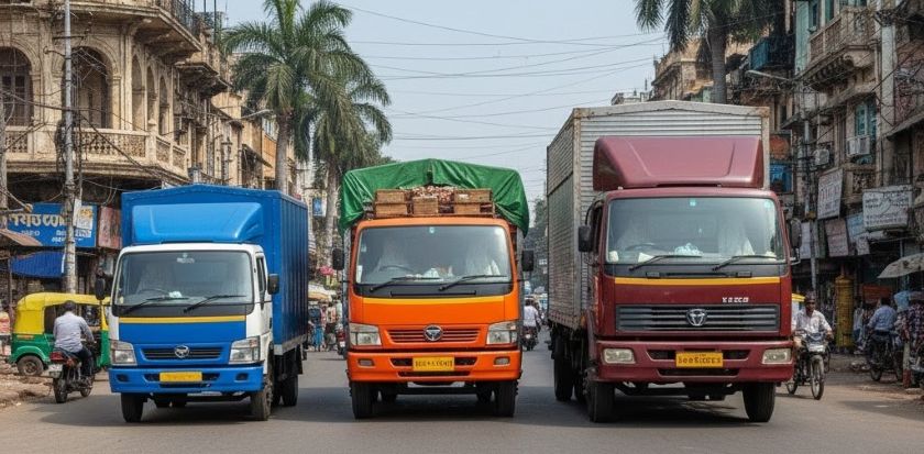 Truck size comparison for Bangalore to Hyderabad moves showing container options