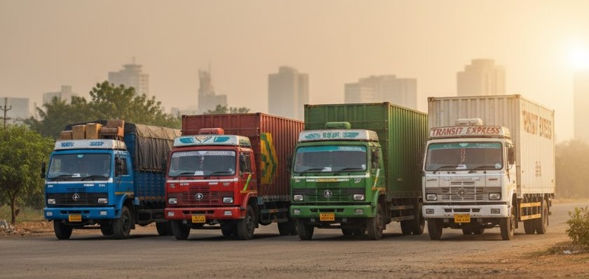 Truck size comparison for Chennai to Bangalore moves showing container options