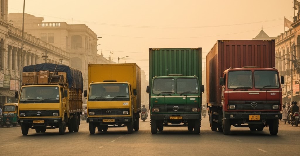 Truck size comparison for Kolkata to Hyderabad moves showing container options