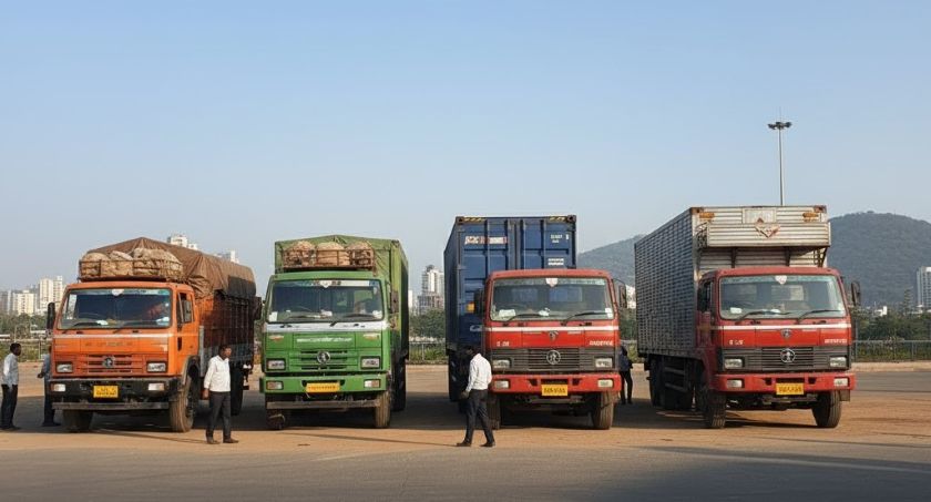 Truck size comparison for Navi Mumbai to Hyderabad moves showing container options