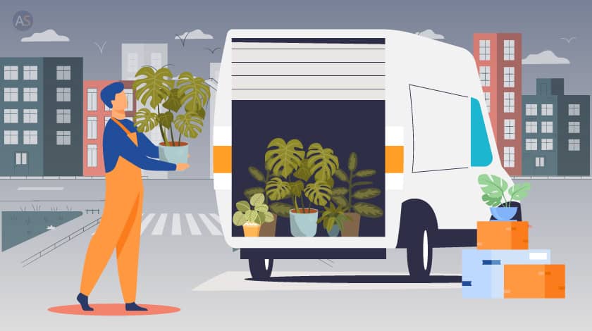 Mover holding plants to place in truck