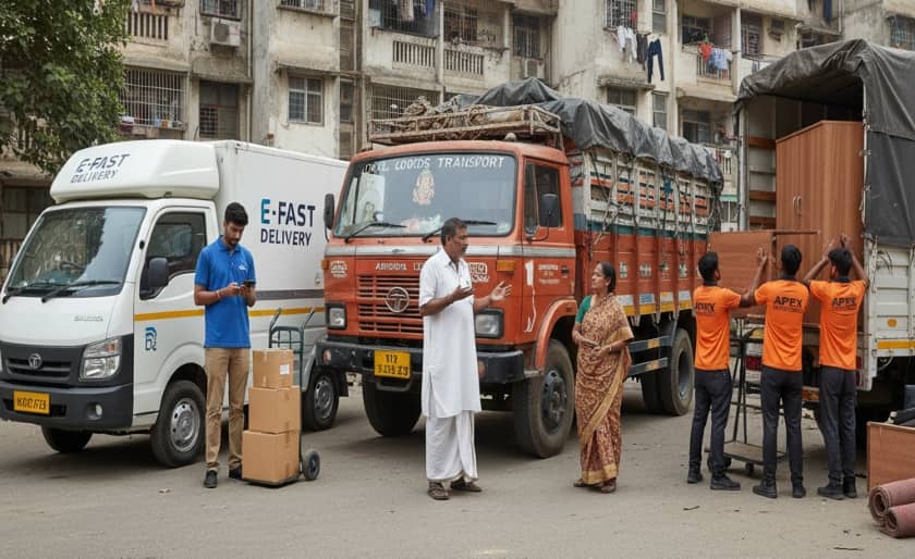 Comparison of app trucks, local transporters, and movers' trucks in Thane