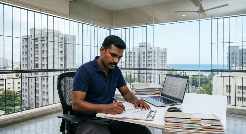 Reviewer going through a multi-point checklist to verify a Chennai packing and moving company
