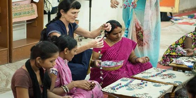 Women Making Jewelry At Vocational Training Workshop In Ladli Foundation Trust Jaipur